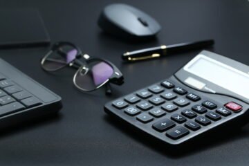 Black Office Business Equipment Black Background